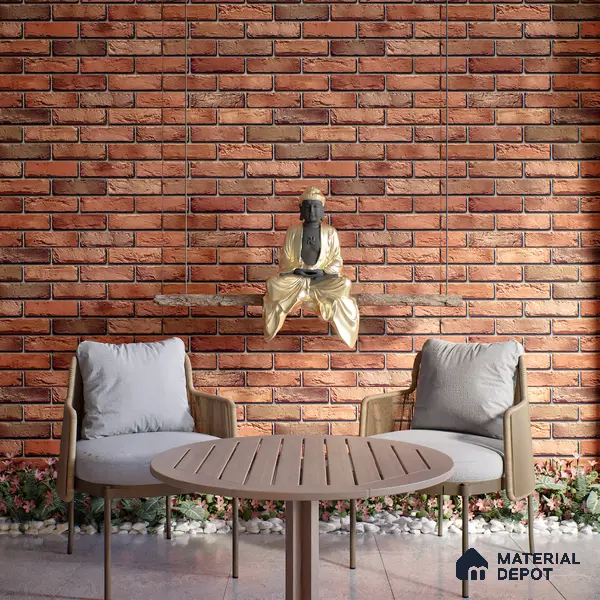 Brick Stone Wall Tile TL 06125 Cinder Block Multi 4 ft x 2 ft Vitrified Punch Matte Finish - 9 mm | 4 Random Design | Suitable For Living Room, Bedroom, Bathroom, Kitchen