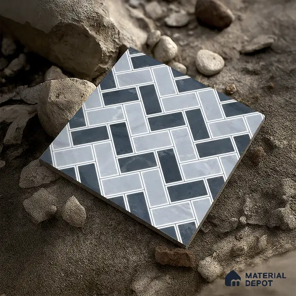 Budget Friendly Stacked Stone Look Value for Money Parking Prismor Floor Tile 16 x 16 inch | TL 06251 | Vitrified Matte Finish Tile - 12 mm | Suitable For Parking, Outdoor, Balcony & Terrace | Pattern Alignment May Vary | 2-3 mm Spacer is Mandatory