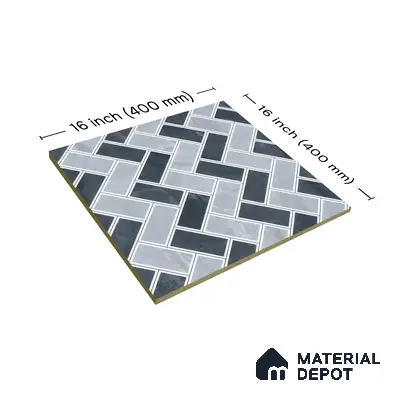 Budget Friendly Stacked Stone Look Value for Money Parking Prismor Floor Tile 16 x 16 inch | TL 06251 | Vitrified Matte Finish Tile - 12 mm | Suitable For Parking, Outdoor, Balcony & Terrace | Pattern Alignment May Vary | 2-3 mm Spacer is Mandatory
