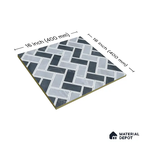 Budget Friendly Stacked Stone Look Value for Money Parking Prismor Floor Tile 16 x 16 inch | TL 06251 | Vitrified Matte Finish Tile - 12 mm | Suitable For Parking, Outdoor, Balcony & Terrace | Pattern Alignment May Vary | 2-3 mm Spacer is Mandatory