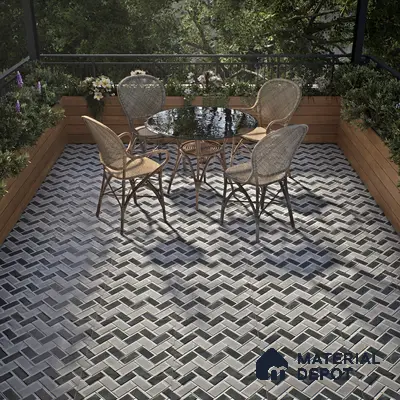 Budget Friendly Stacked Stone Look Value for Money Parking Prismor Floor Tile 16 x 16 inch | TL 06251 | Vitrified Matte Finish Tile - 12 mm | Suitable For Parking, Outdoor, Balcony & Terrace | Pattern Alignment May Vary | 2-3 mm Spacer is Mandatory