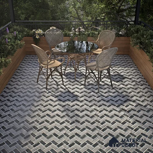 Budget Friendly Stacked Stone Look Value for Money Parking Prismor Floor Tile 16 x 16 inch | TL 06251 | Vitrified Matte Finish Tile - 12 mm | Suitable For Parking, Outdoor, Balcony & Terrace | Pattern Alignment May Vary | 2-3 mm Spacer is Mandatory