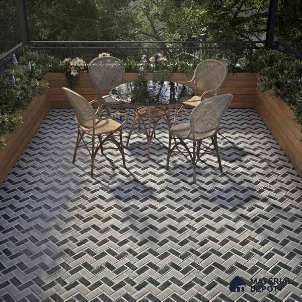 Budget Friendly Stacked Stone Look Value for Money Parking Prismor Floor Tile 16 x 16 inch | TL 06251 | Vitrified Matte Finish Tile - 12 mm | Suitable For Parking, Outdoor, Balcony & Terrace | Pattern Alignment May Vary | 2-3 mm Spacer is Mandatory