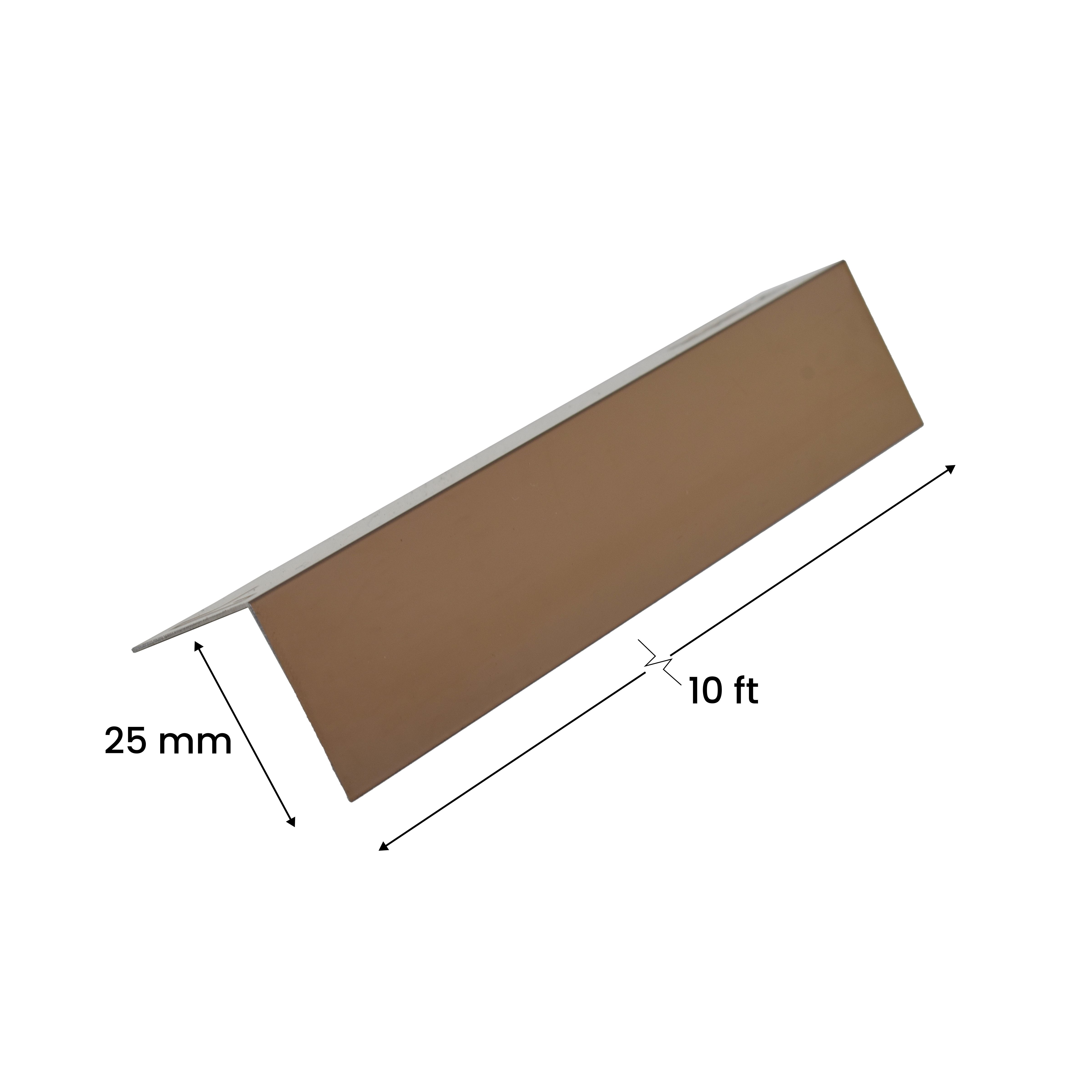 Stainless Steel L Profile Rose Gold Mirror Glossy Finish Edgeline PM 00282 O | 10 ft (3 mtr) x 25 mm x 0.6 mm | Suitable for Corner Applications | Adhesive Type Installation | Suitable for Floor & Walls