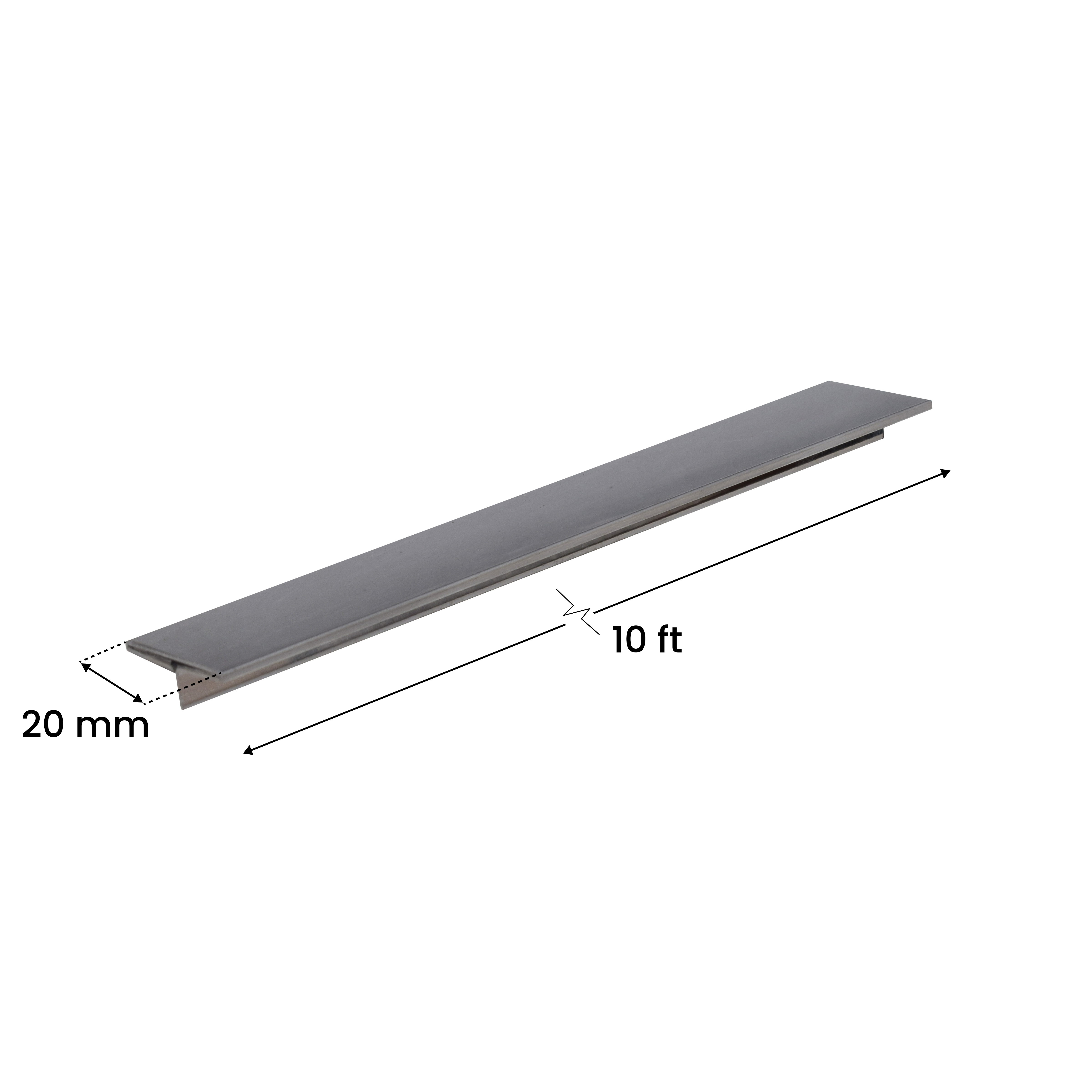 Stainless Steel T Profile Silver Mirror Glossy Finish Edgeline PM 00293 AF | 10 ft (3 mtr) x 20 mm x 0.6 mm | Adhesive Type Installation | Suitable for Floor & Walls