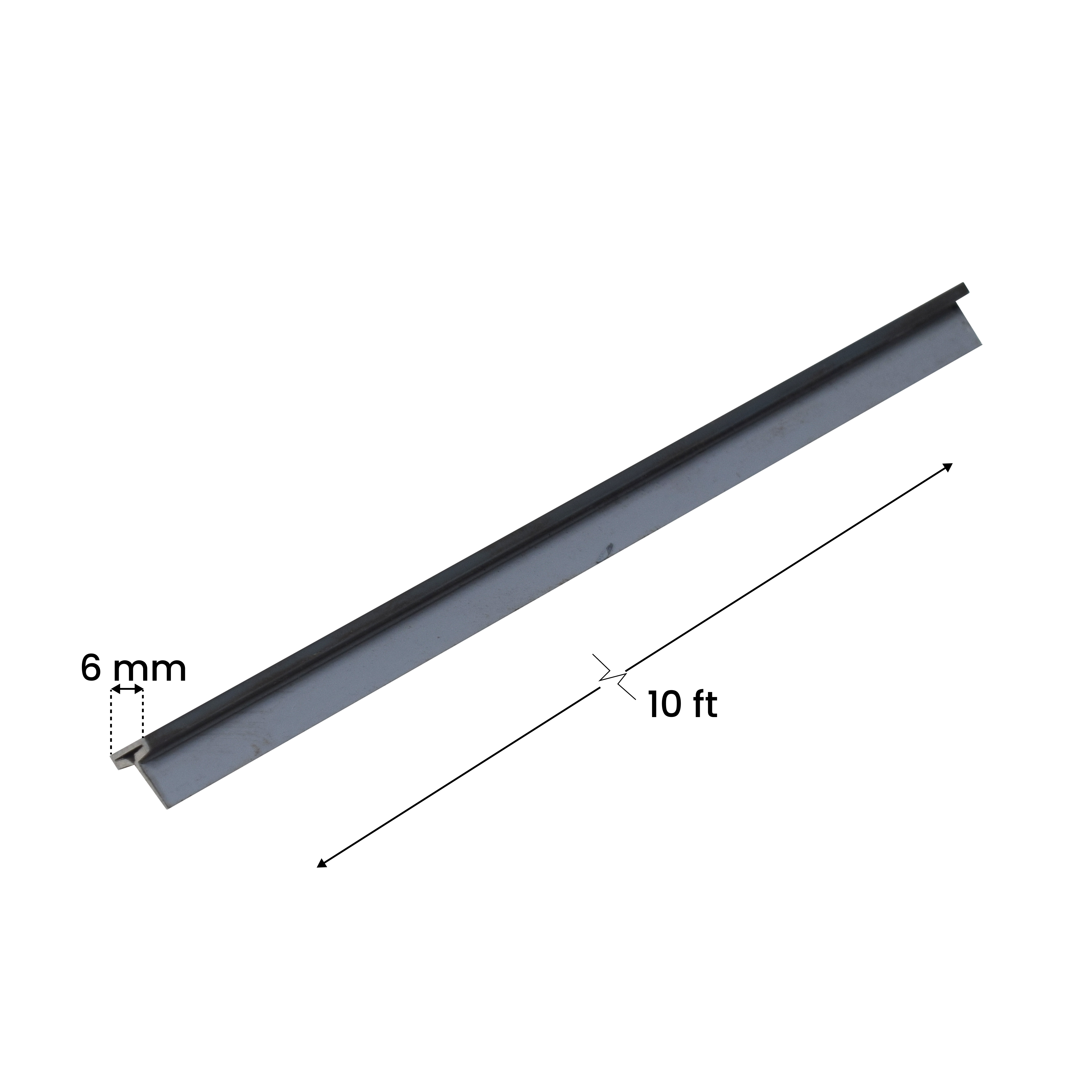 Stainless Steel T Profile Black Mirror Glossy Finish Edgeline PM 00293 D | 10 ft (3 mtr) x 6 mm x 0.6 mm | Adhesive Type Installation | Suitable for Floor & Walls