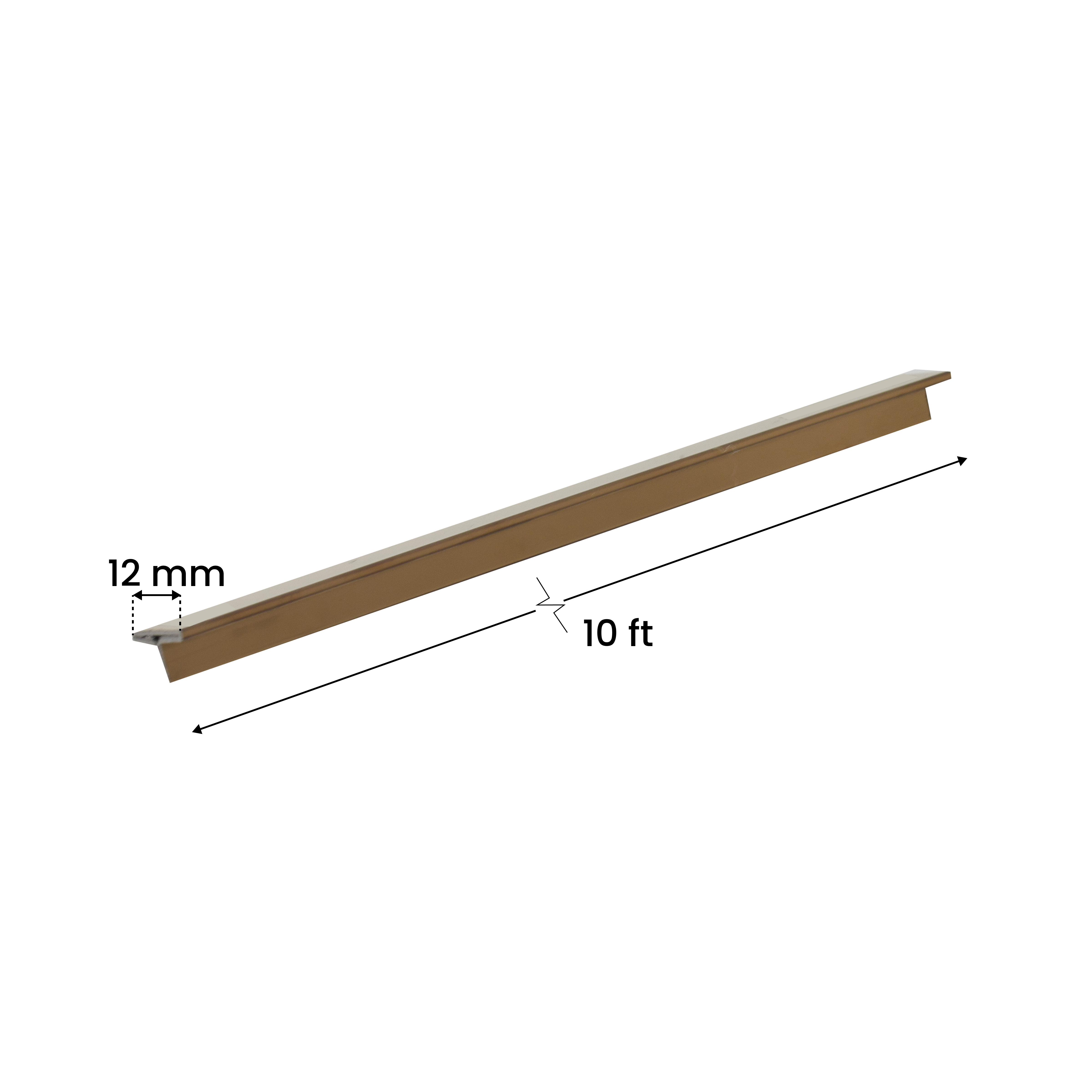 Stainless Steel T Profile Rose Gold Mirror Glossy Finish Edgeline PM 00293 U | 10 ft (3 mtr) x 12 mm x 0.6 mm | Adhesive Type Installation | Suitable for Floor & Walls