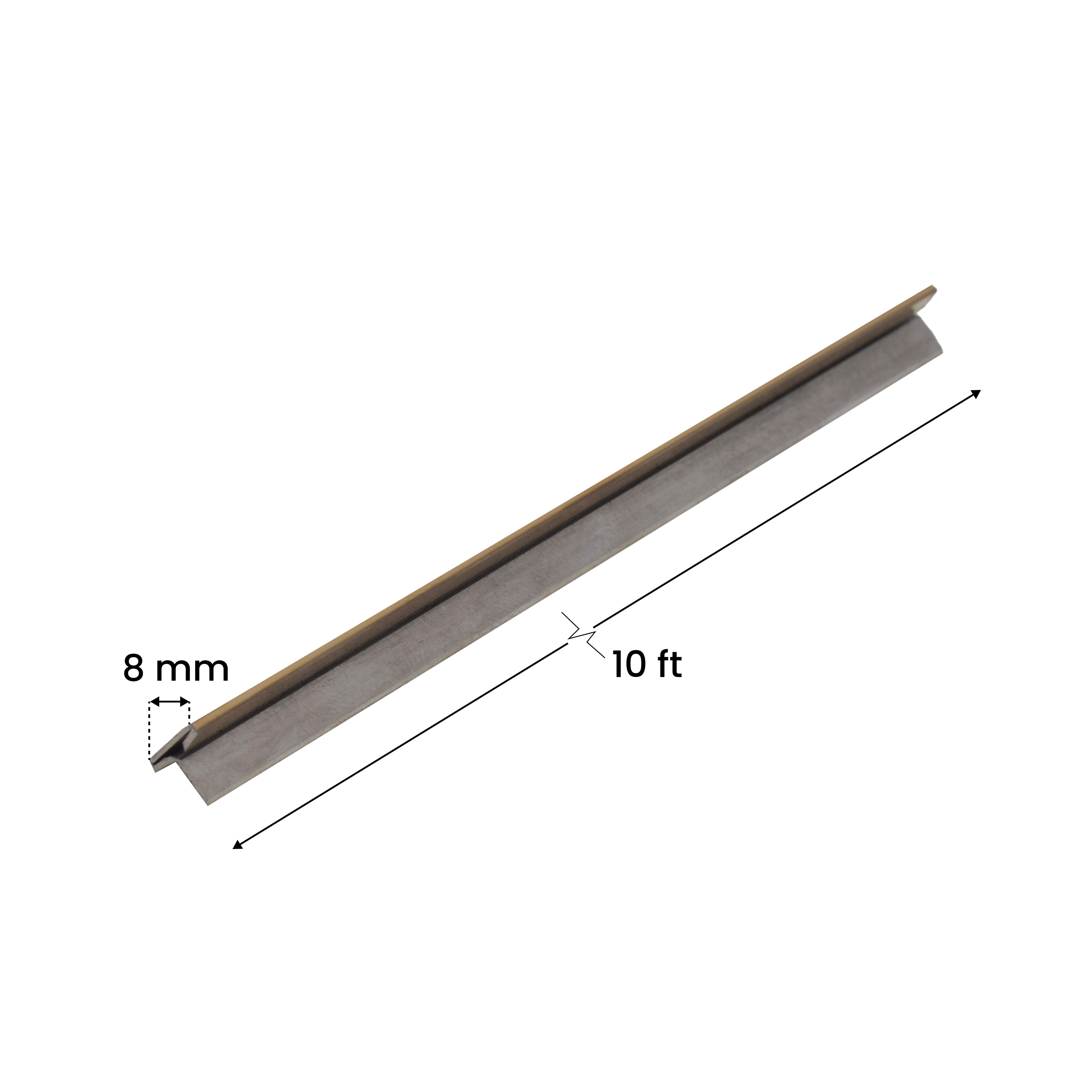Stainless Steel T Profile Rose Gold Mirror Glossy Finish Edgeline PM 00293 Y | 10 ft (3 mtr) x 8 mm x 0.6 mm | Adhesive Type Installation | Suitable for Floor & Walls