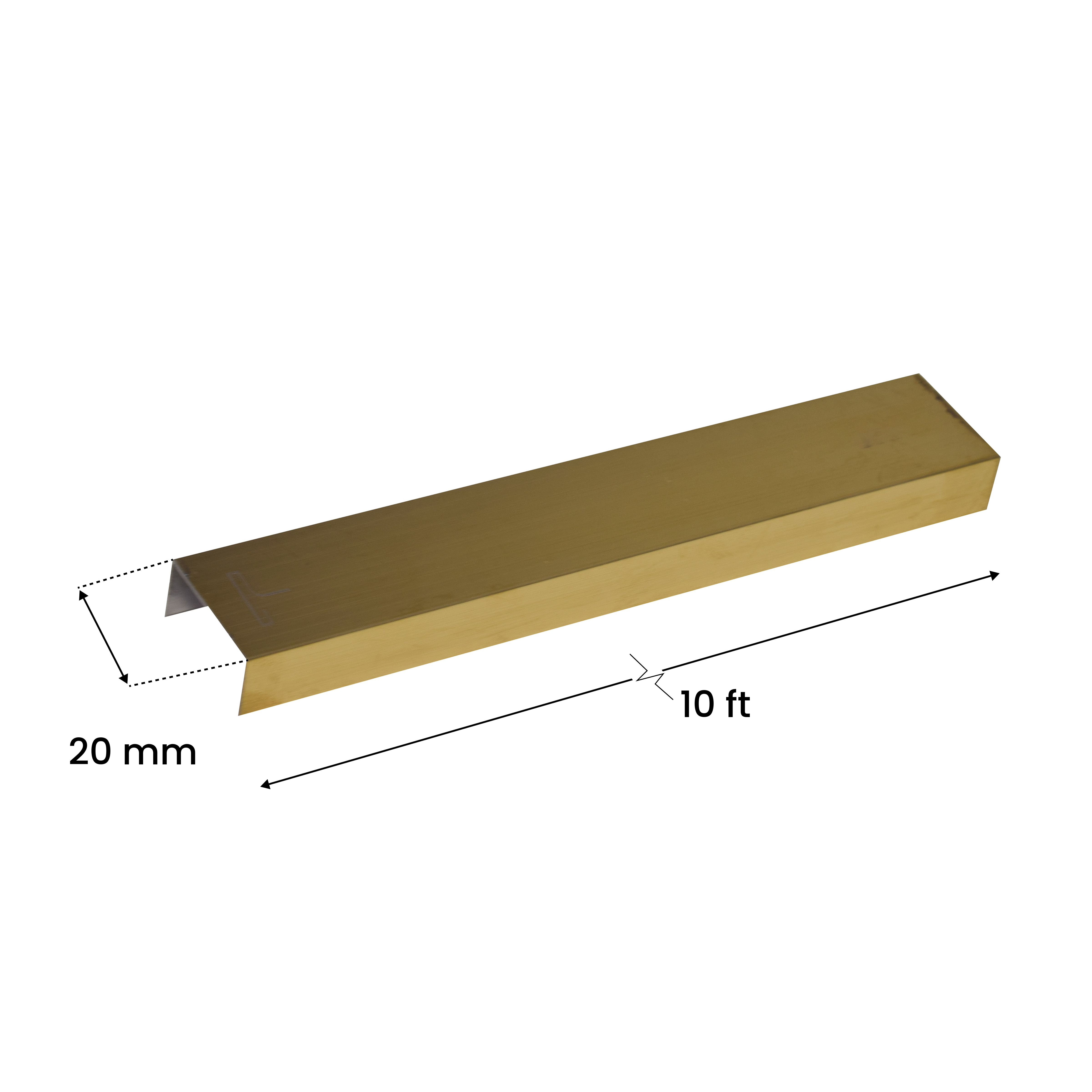 Stainless Steel U Profile Gold Hairline Matte Finish Edgeline PM 00294 H | 10 ft (3 mtr) x 20 mm x 0.6 mm | Adhesive Type Installation | Suitable for Floor & Walls