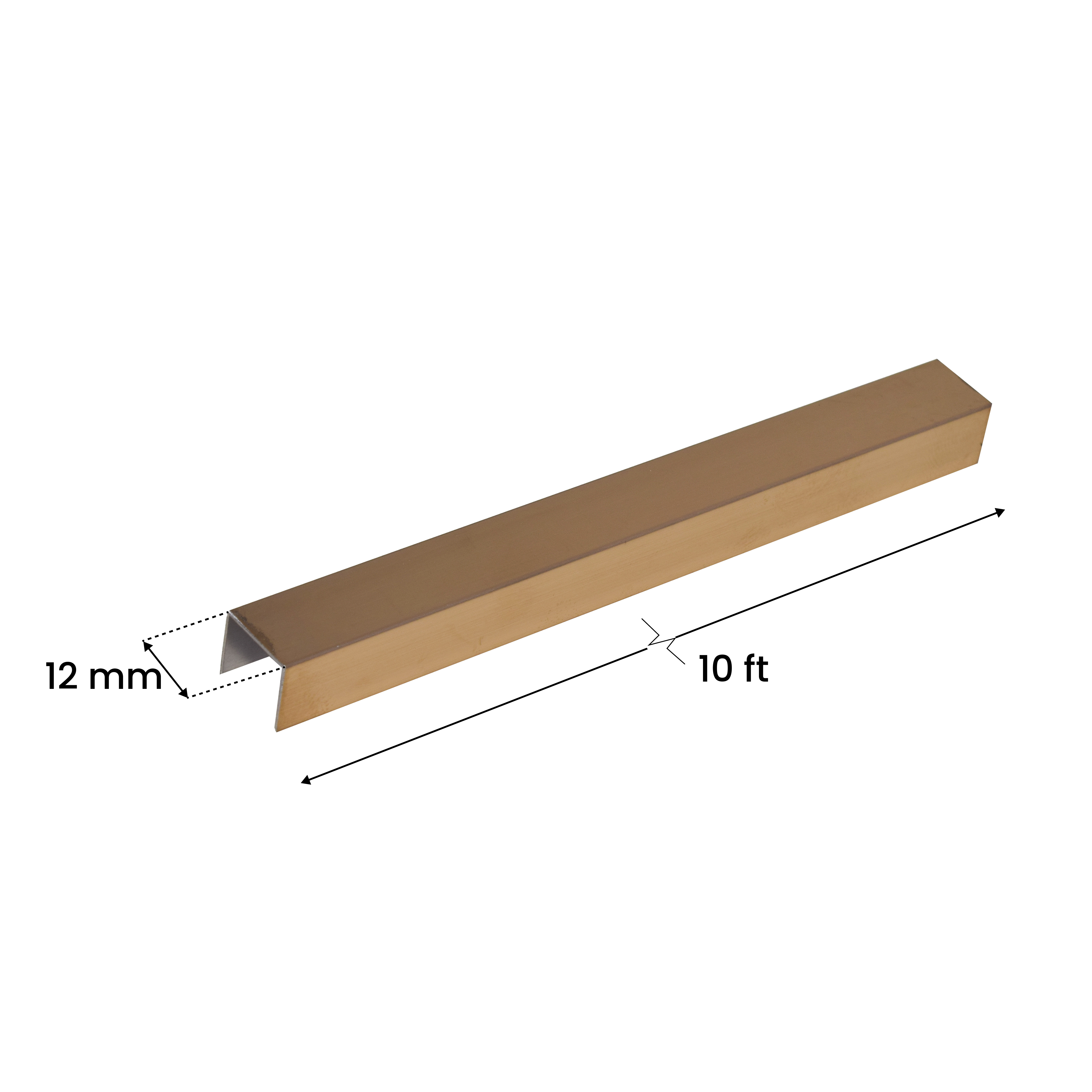 Stainless Steel U Profile Rose Gold Hairline Matte Finish Edgeline PM 00294 K | 10 ft (3 mtr) x 12 mm x 0.6 mm | Adhesive Type Installation | Suitable for Floor & Walls