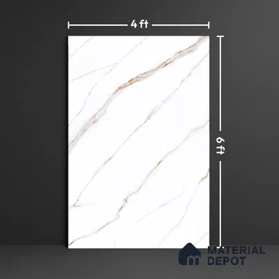 Large Format Marble Floor Tile TL 04408 Statuario Berlin Glossy Finish Vitrified Colorbody Tile - 15 mm | Suitable for Living Room, Bedroom, Office | Adhesive and Spacers Must be Used During Installation