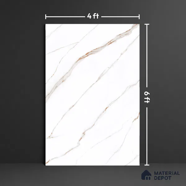 Large Format Marble Floor Tile TL 04408 Statuario Berlin Glossy Finish Vitrified Colorbody Tile - 15 mm | Suitable for Living Room, Bedroom, Office | Adhesive and Spacers Must be Used During Installation