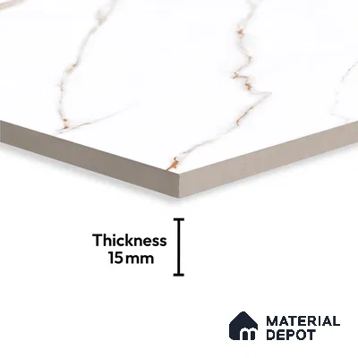 Large Format Marble Floor Tile TL 04408 Statuario Berlin Glossy Finish Vitrified Colorbody Tile - 15 mm | Suitable for Living Room, Bedroom, Office | Adhesive and Spacers Must be Used During Installation