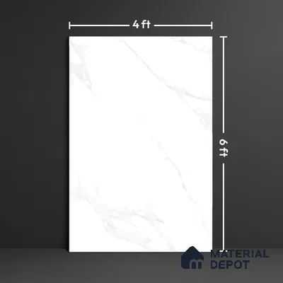 Large Format Marble Floor Tile TL 04409 Statuario Oracle Glossy Finish Vitrified Colorbody Tile - 15 mm | Suitable for Living Room, Bedroom, Office | Adhesive and Spacers Must be Used During Installation
