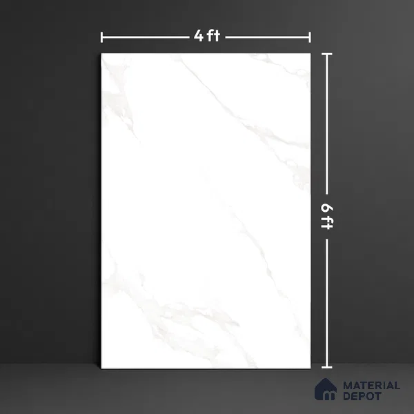 Large Format Marble Floor Tile TL 04409 Statuario Oracle Glossy Finish Vitrified Colorbody Tile - 15 mm | Suitable for Living Room, Bedroom, Office | Adhesive and Spacers Must be Used During Installation