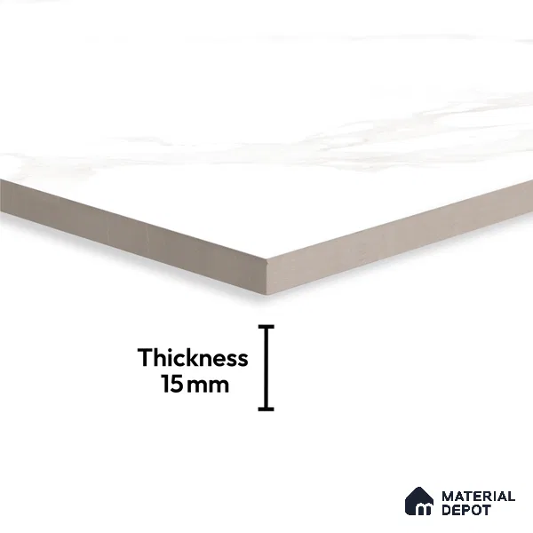 Large Format Marble Floor Tile TL 04409 Statuario Oracle Glossy Finish Vitrified Colorbody Tile - 15 mm | Suitable for Living Room, Bedroom, Office | Adhesive and Spacers Must be Used During Installation