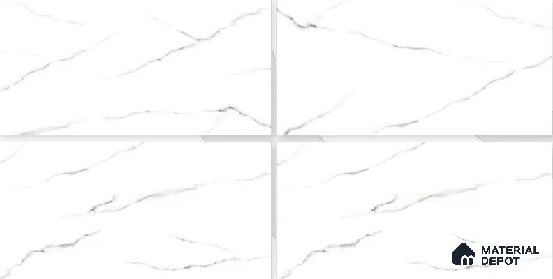 Marble Floor & Wall Tile TL 02218 Statuario White 4 ft x 2 ft Glossy Finish Vitrified Tile - 9 mm (Random 3)