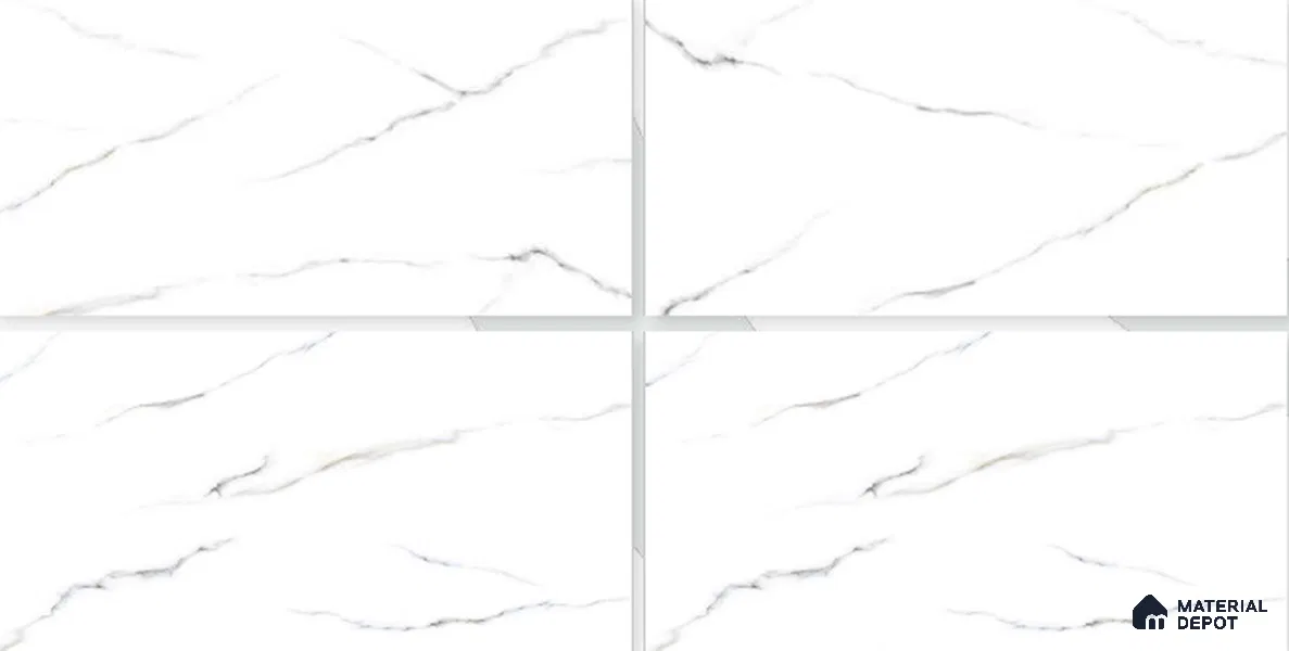 Marble Floor & Wall Tile TL 02218 Statuario White 4 ft x 2 ft Glossy Finish Vitrified Tile - 9 mm (Random 3)