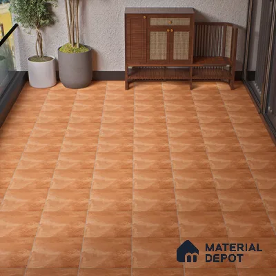 Stone Floor Tile TL 05080 Earthen Slate Terracotta Brown 16 x 16 inch Vitrified Matte Finish - 12 mm | Random Design |Suitable for Parking, Balcony, Courtyard, Patio, Terrace (Sample)