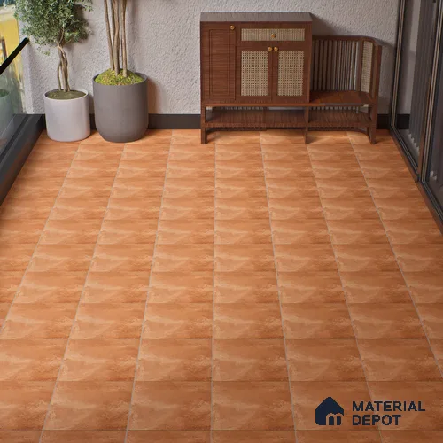 Stone Floor Tile TL 05080 Earthen Slate Terracotta Brown 16 x 16 inch Vitrified Matte Finish - 12 mm | Random Design |Suitable for Parking, Balcony, Courtyard, Patio, Terrace