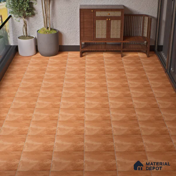 Stone Floor Tile TL 05080 Earthen Slate Terracotta Brown 16 x 16 inch Vitrified Matte Finish - 12 mm | Random Design |Suitable for Parking, Balcony, Courtyard, Patio, Terrace (Sample)