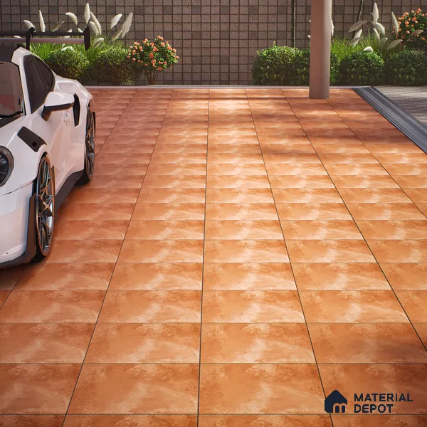 Stone Floor Tile TL 05080 Earthen Slate Terracotta Brown 16 x 16 inch Vitrified Matte Finish - 12 mm | Random Design |Suitable for Parking, Balcony, Courtyard, Patio, Terrace (Sample)