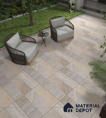 Stone Floor Tile TL 05358 Strada Bevie Buff 2 ft x 2 ft Vitrified Punch Matte Finish - 12 mm | Suitable for Parking, Balcony, Courtyard, Patio, Terrace (Sample)