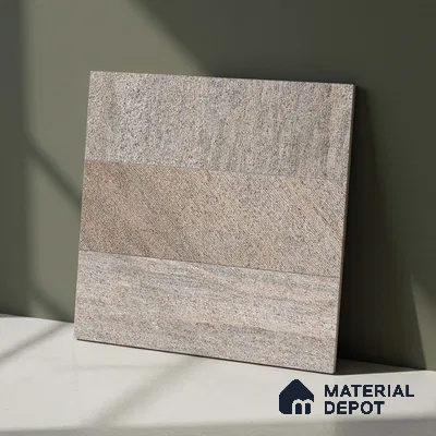 Stone Floor Tile TL 05358 Strada Bevie Buff 2 ft x 2 ft Vitrified Punch Matte Finish - 12 mm | Suitable for Parking, Balcony, Courtyard, Patio, Terrace (Sample)