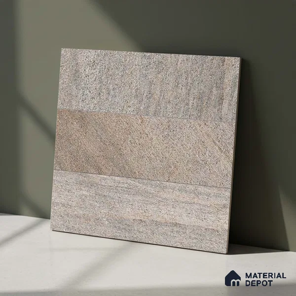 Stone Floor Tile TL 05358 Strada Bevie Buff 2 ft x 2 ft Vitrified Punch Matte Finish - 12 mm | Suitable for Parking, Balcony, Courtyard, Patio, Terrace (Sample)