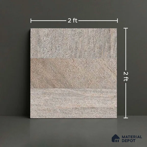 Stone Floor Tile TL 05358 Strada Bevie Buff 2 ft x 2 ft Vitrified Punch Matte Finish - 12 mm | Suitable for Parking, Balcony, Courtyard, Patio, Terrace (Sample)