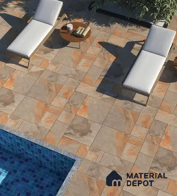 Stone Floor Tile TL 05360 Strada Bowen Bush 2 ft x 2 ft Vitrified Punch Matte Finish - 12 mm | Suitable for Parking, Balcony, Courtyard, Patio, Terrace