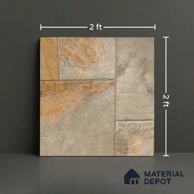 Stone Floor Tile TL 05360 Strada Bowen Bush 2 ft x 2 ft Vitrified Punch Matte Finish - 12 mm | Suitable for Parking, Balcony, Courtyard, Patio, Terrace