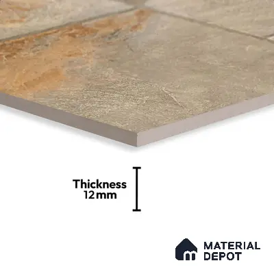 Stone Floor Tile TL 05360 Strada Bowen Bush 2 ft x 2 ft Vitrified Punch Matte Finish - 12 mm | Suitable for Parking, Balcony, Courtyard, Patio, Terrace