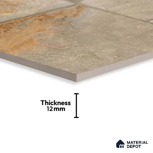 Stone Floor Tile TL 05360 Strada Bowen Bush 2 ft x 2 ft Vitrified Punch Matte Finish - 12 mm | Suitable for Parking, Balcony, Courtyard, Patio, Terrace
