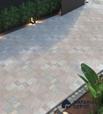 Stone Floor Tile TL 05361 Strada Caramel Click 2 ft x 2 ft Vitrified Punch Matte Finish - 12 mm | Suitable for Parking, Balcony, Courtyard, Patio, Terrace (Sample)