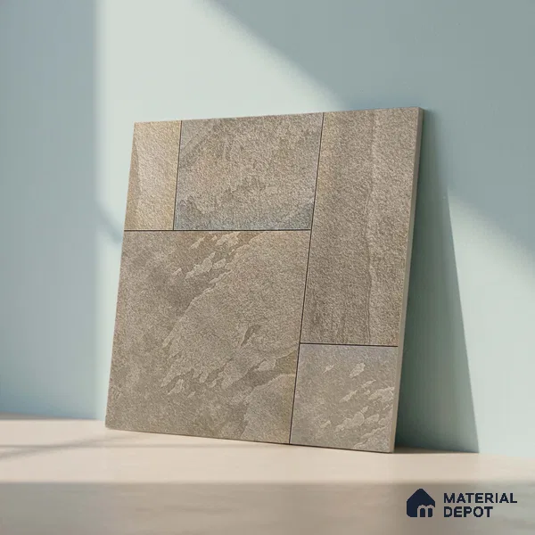 Stone Floor Tile TL 05361 Strada Caramel Click 2 ft x 2 ft Vitrified Punch Matte Finish - 12 mm | Suitable for Parking, Balcony, Courtyard, Patio, Terrace (Sample)