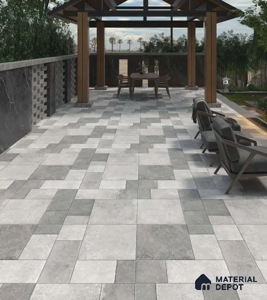 Stone Floor Tile TL 05362 Gradient 2 ft x 2 ft Matte Finish Anti Skid Vitrified Tile - 12 mm | Suitable for Balcony, Terrace & Coutyard