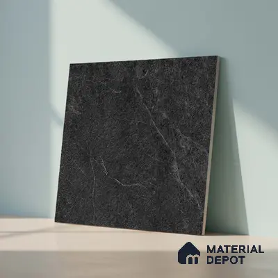 Stone Floor Tile TL 05363 Strada Monsana Black 2 ft x 2 ft Vitrified Punch Matte Finish - 12 mm | Suitable for Parking, Balcony, Courtyard, Patio, Terrace