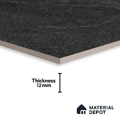 Stone Floor Tile TL 05363 Strada Monsana Black 2 ft x 2 ft Vitrified Punch Matte Finish - 12 mm | Suitable for Parking, Balcony, Courtyard, Patio, Terrace