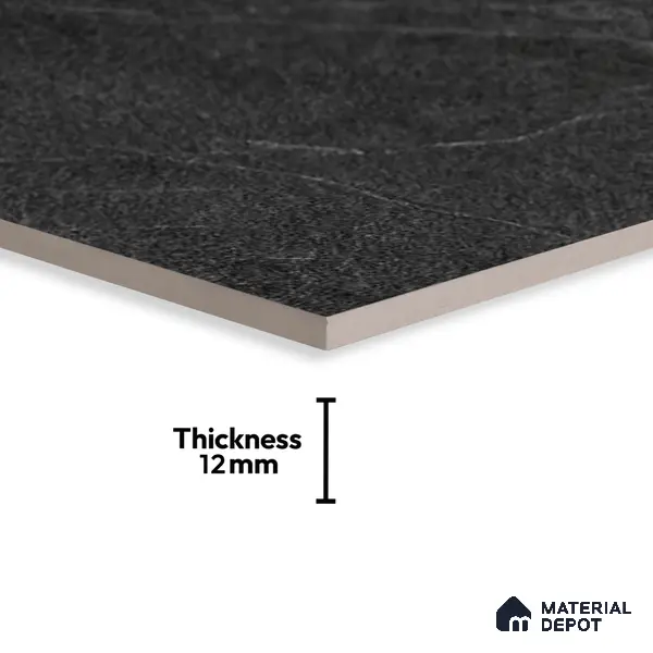 Stone Floor Tile TL 05363 Strada Monsana Black 2 ft x 2 ft Vitrified Punch Matte Finish - 12 mm | Suitable for Parking, Balcony, Courtyard, Patio, Terrace
