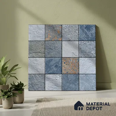 Stone Floor Tile TL 05767 Strada Mosaico Azul 20 inch x 20 inch Vitrified Matte Finish - 12 mm | Suitable for Parking, Balcony, Courtyard, Patio, Terrace (Sample)