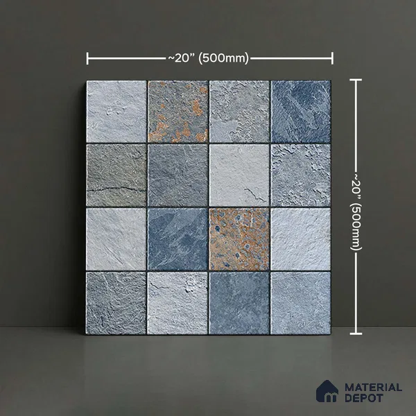 Stone Floor Tile TL 05767 Strada Mosaico Azul 20 inch x 20 inch Vitrified Matte Finish - 12 mm | Suitable for Parking, Balcony, Courtyard, Patio, Terrace (Sample)
