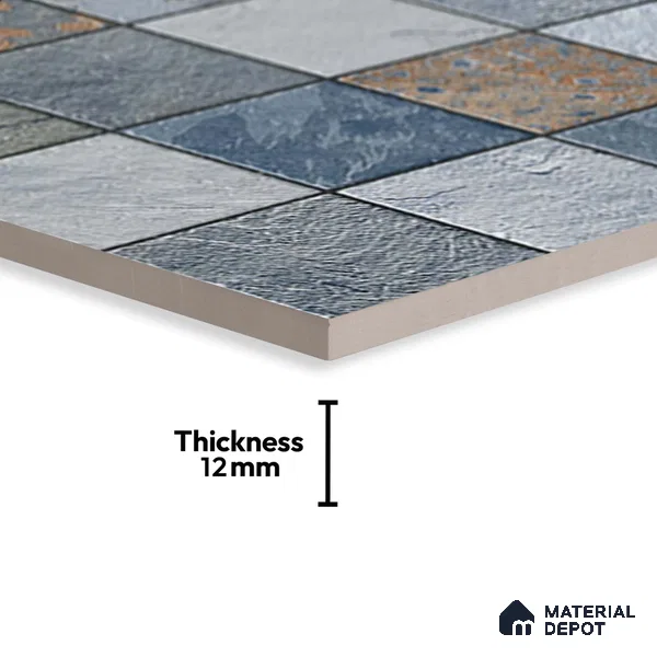 Stone Floor Tile TL 05767 Strada Mosaico Azul 20 inch x 20 inch Vitrified Matte Finish - 12 mm | Suitable for Parking, Balcony, Courtyard, Patio, Terrace (Sample)