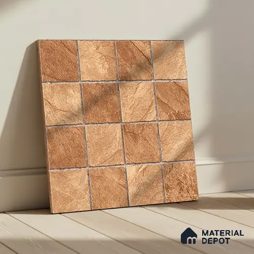 Stone Floor Tile TL 05764 Strada Mosaico Bronze 20 inch x 20 inch Vitrified Matte Finish - 12 mm | Suitable for Parking, Balcony, Courtyard, Patio, Terrace | Pattern Alignment May Vary | 2-3 mm Spacer is Mandatory