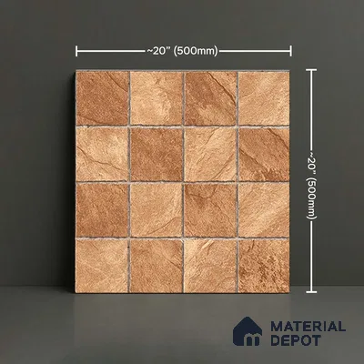 Stone Floor Tile TL 05764 Strada Mosaico Bronze 20 inch x 20 inch Vitrified Matte Finish - 12 mm | Suitable for Parking, Balcony, Courtyard, Patio, Terrace | Pattern Alignment May Vary | 2-3 mm Spacer is Mandatory (Sample)