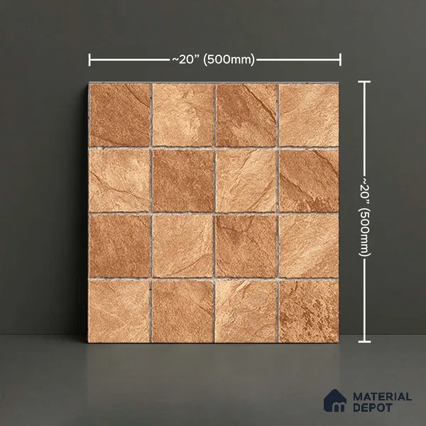 Stone Floor Tile TL 05764 Strada Mosaico Bronze 20 inch x 20 inch Vitrified Matte Finish - 12 mm | Suitable for Parking, Balcony, Courtyard, Patio, Terrace | Pattern Alignment May Vary | 2-3 mm Spacer is Mandatory (Sample)