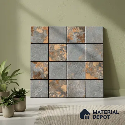 Stone Floor Tile TL 05765 Strada Mosaico Grizo 20 inch x 20 inch Vitrified Matte Finish - 12 mm | Suitable for Parking, Balcony, Courtyard, Patio, Terrace | Pattern Alignment May Vary | 2-3 mm Spacer is Mandatory (Sample)