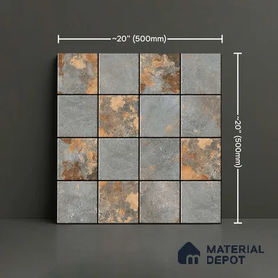Stone Floor Tile TL 05765 Strada Mosaico Grizo 20 inch x 20 inch Vitrified Matte Finish - 12 mm | Suitable for Parking, Balcony, Courtyard, Patio, Terrace | Pattern Alignment May Vary | 2-3 mm Spacer is Mandatory (Sample)