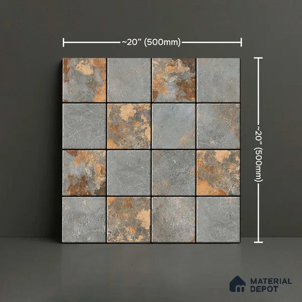 Stone Floor Tile TL 05765 Strada Mosaico Grizo 20 inch x 20 inch Vitrified Matte Finish - 12 mm | Suitable for Parking, Balcony, Courtyard, Patio, Terrace | Pattern Alignment May Vary | 2-3 mm Spacer is Mandatory (Sample)