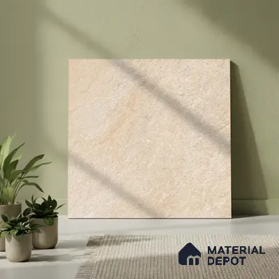 Stone Floor Tile TL 05365 B Strada Perfect Crema 20 inch x 20 inch Vitrified Matte Finish - 12 mm | Suitable for Parking, Balcony, Courtyard, Patio, Terrace | Pattern Alignment May Vary | 2-3 mm Spacer is Mandatory